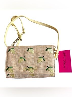 Betsey Johnson Yellow Lemon Embroidered Crossbody Bag—NWT